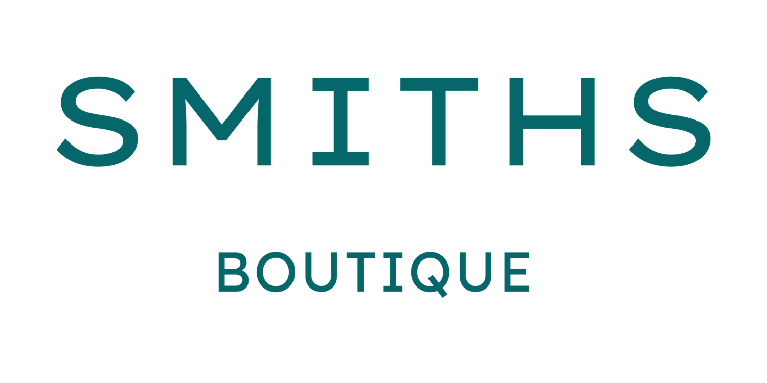 Smiths Boutique logo in teal on a white background