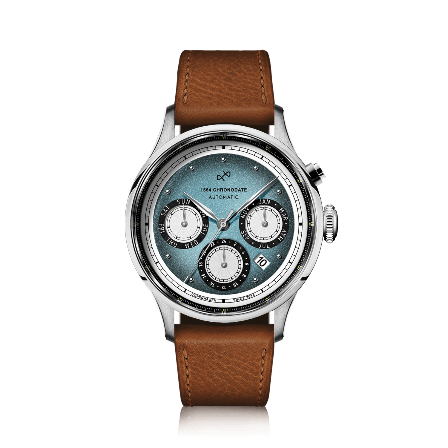 1564 Chronodate Automatic Ice Blue & White | About Vintage