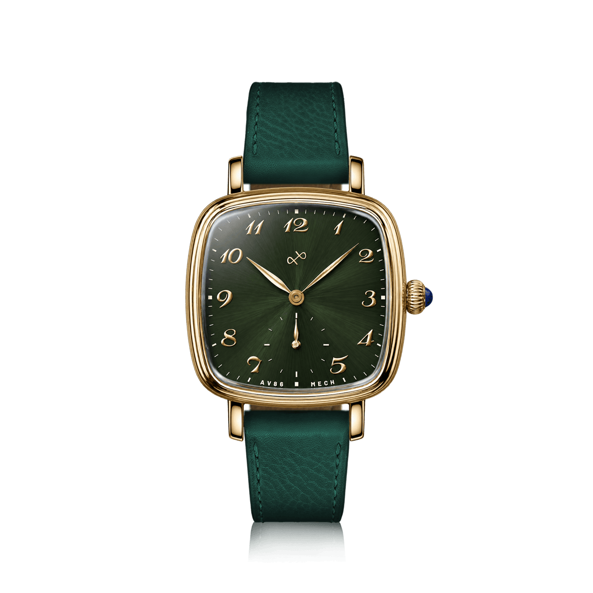 AV86 1954 Capri Green/Gold 33mm ladies' hand-wound watch on green leather strap