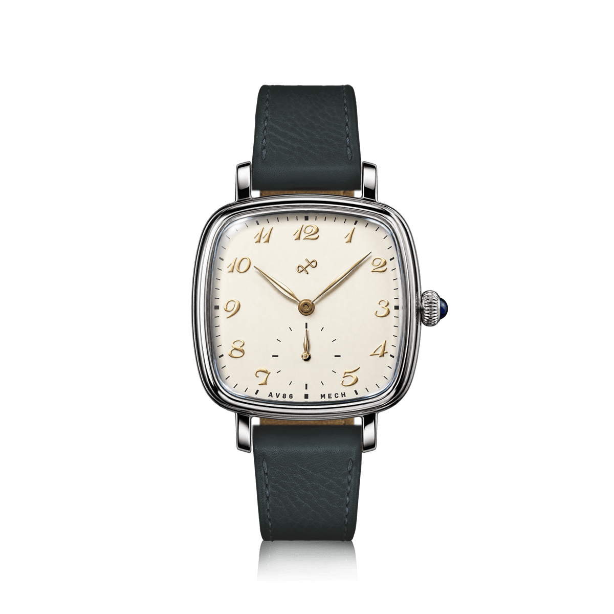 AV86 1954 Capri White/Steel 33mm ladies' hand-wound watch on dark grey leather strap