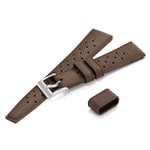 Wolbrook Brown Tropic rubber strap three-quarter view