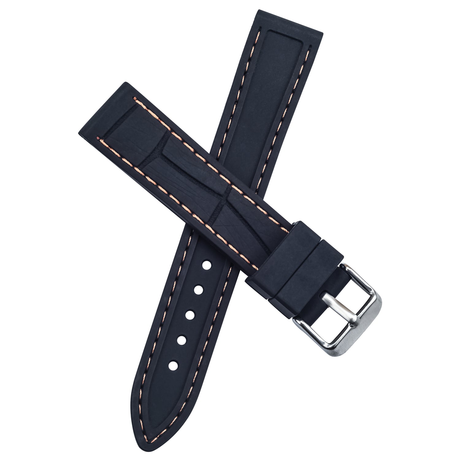 Croco-texture orange rubber watch strap | Smiths Boutique