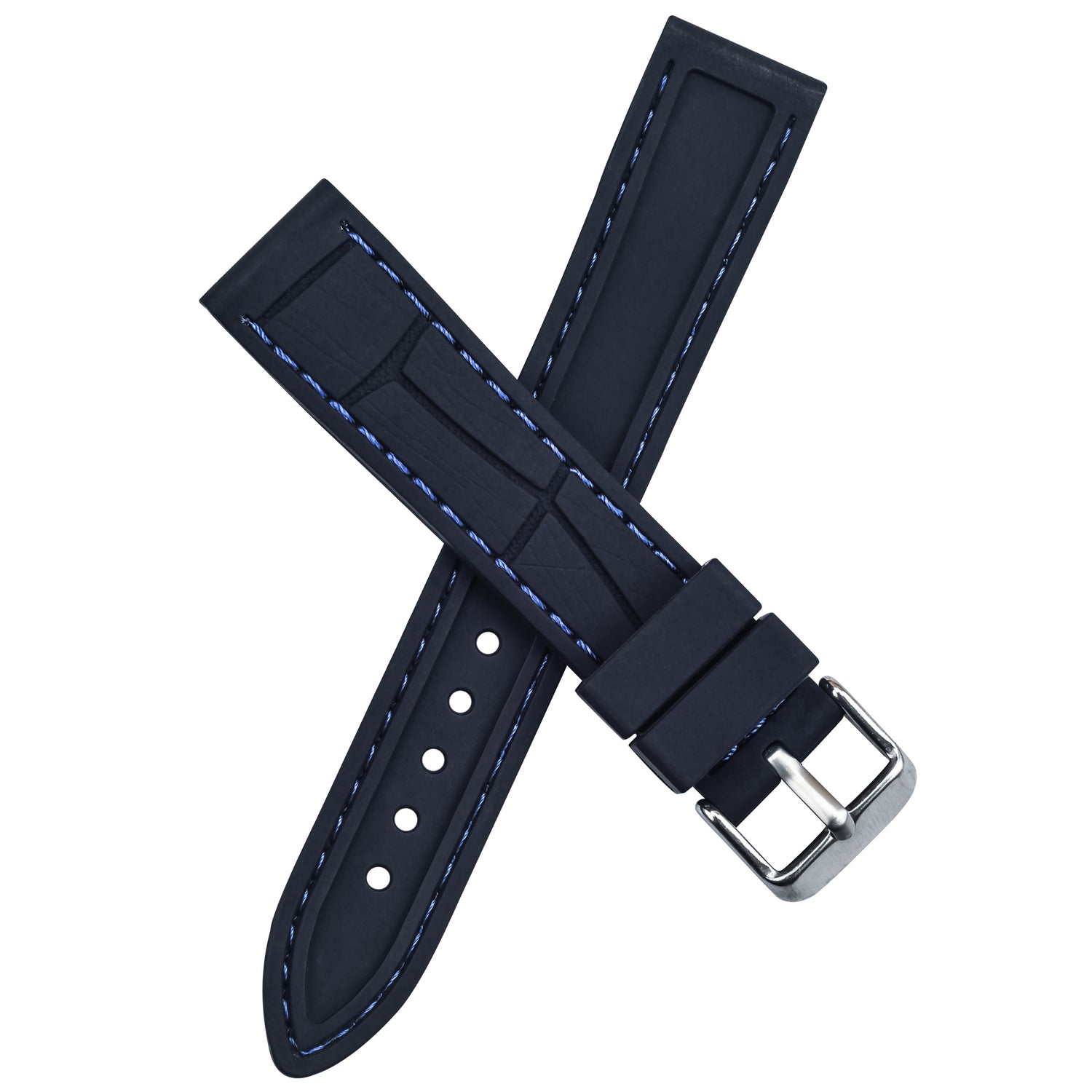 Croco-texture blue rubber watch strap | Smiths Boutique