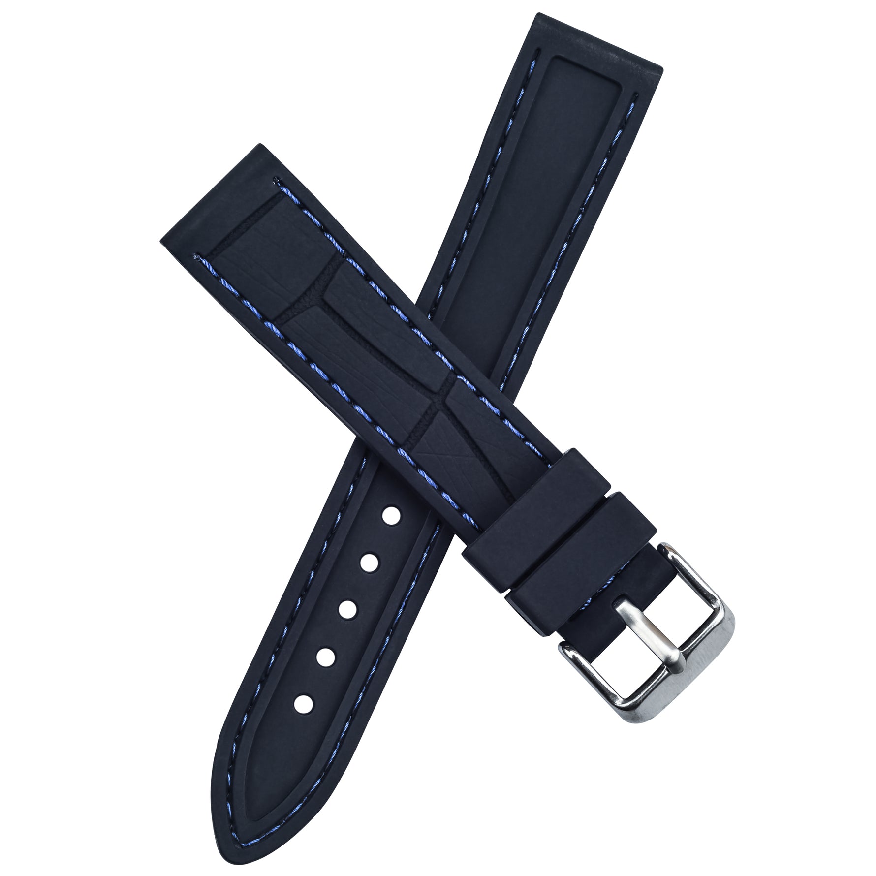 Croco-texture blue rubber watch strap | Smiths Boutique