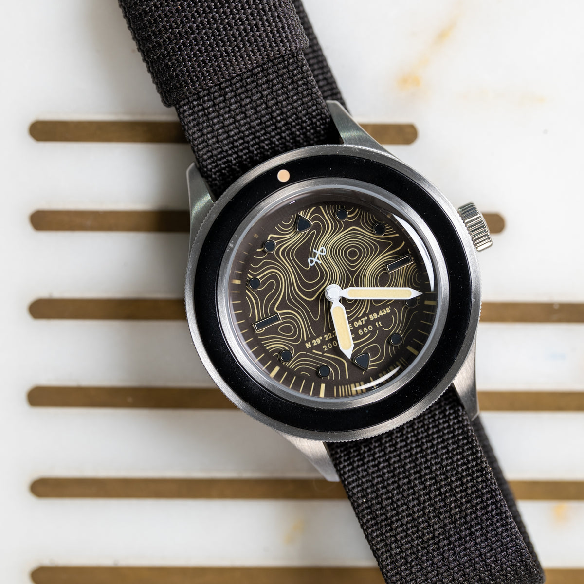 AV86 x STR Kashafa limited edition watch — coffee brown topographic dial | Smiths Boutique
