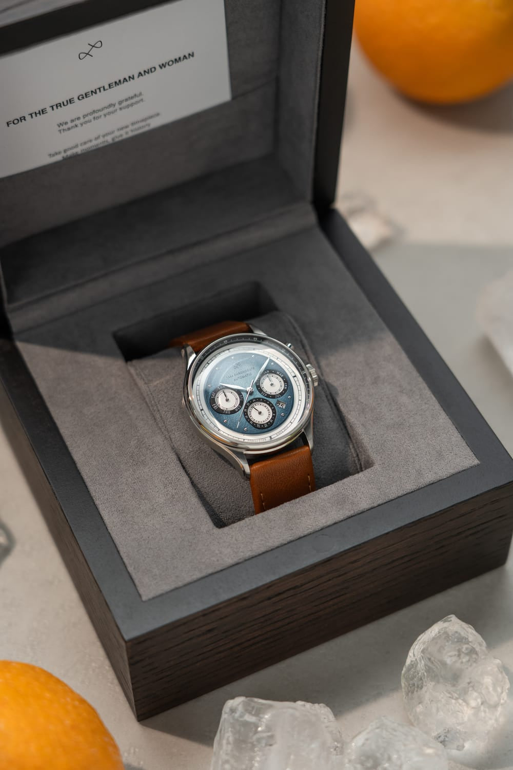 1564 Chronodate Ice Blue wrist shot