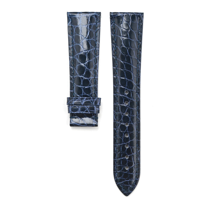 Lizard-grain navy leather watch strap | Smiths Boutique