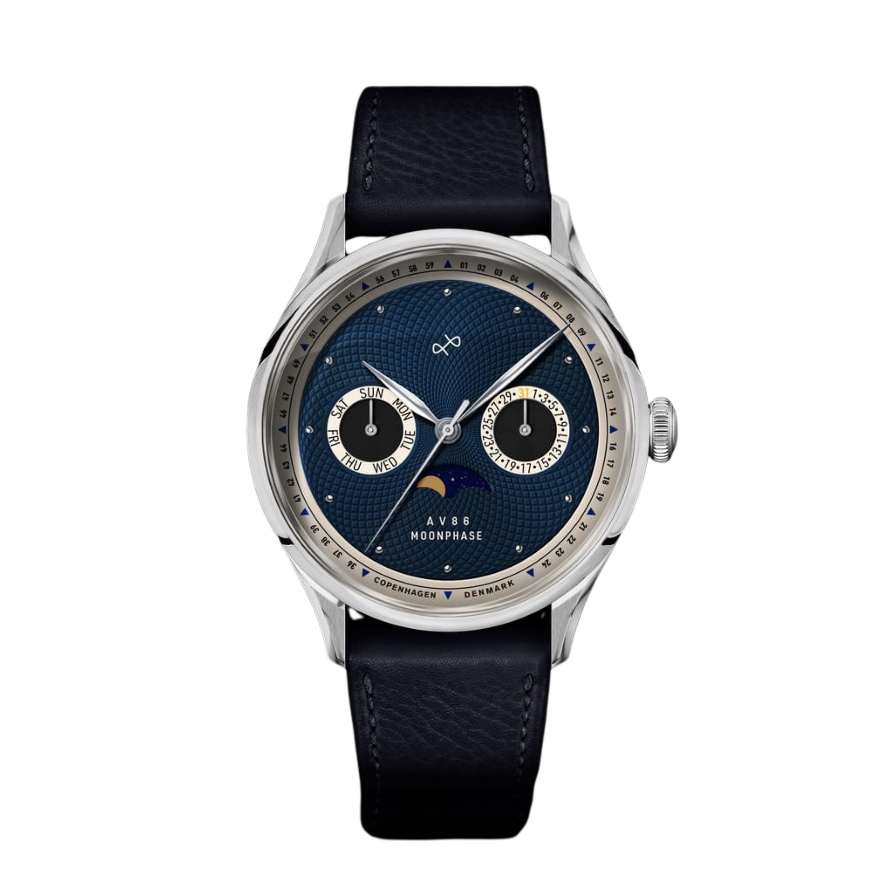 About Vintage 1968 Moonphase blue watch | Smiths Boutique