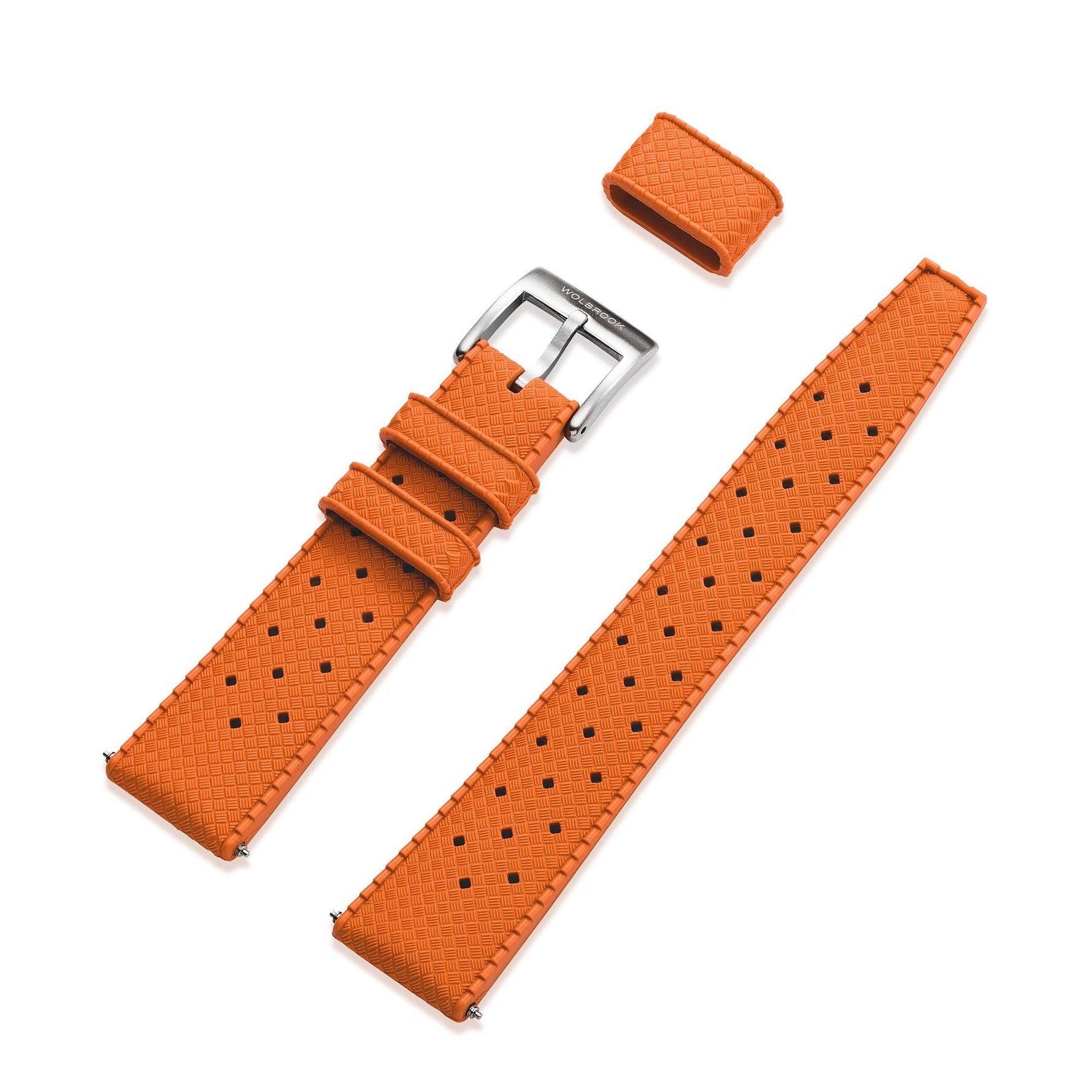 Wolbrook Orange Tropic rubber strap with steel buckle