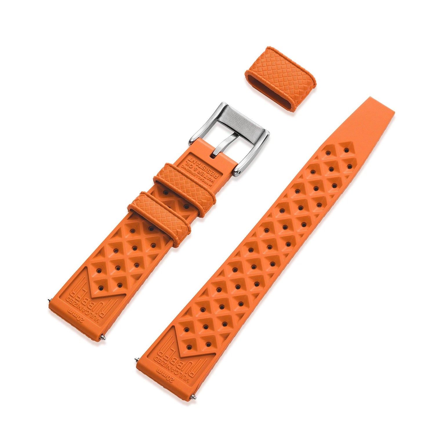 Wolbrook Orange Tropic rubber strap back view