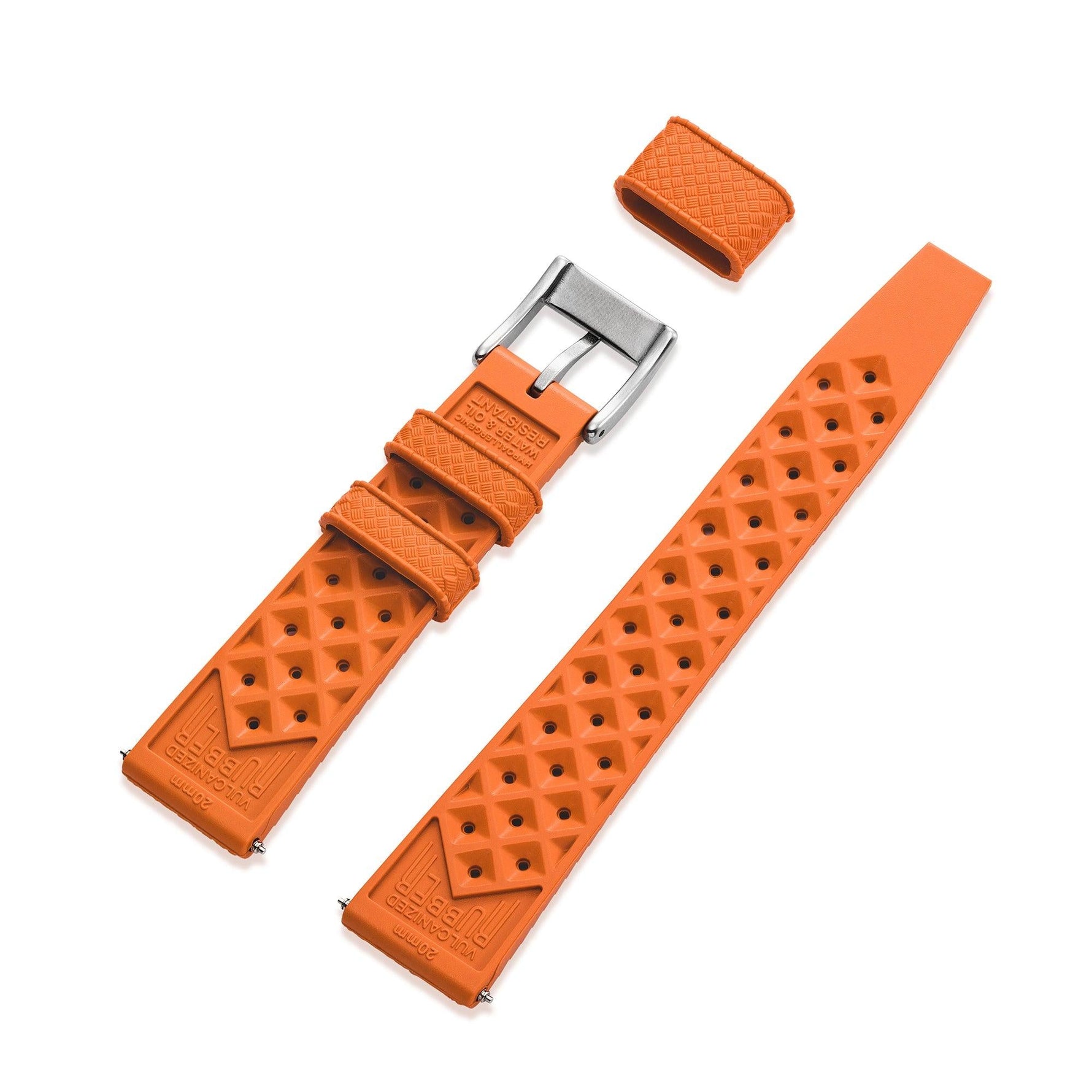 Wolbrook Orange Tropic rubber strap back view