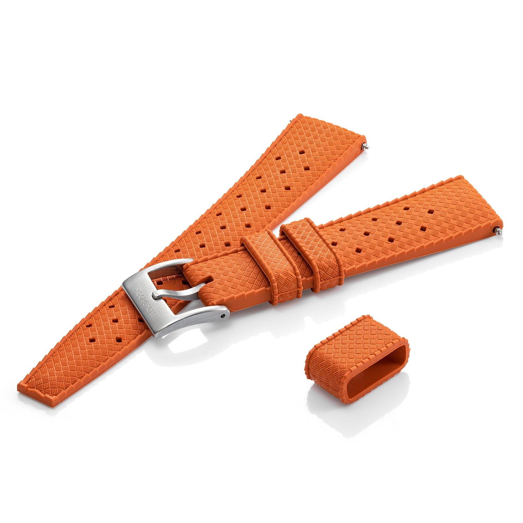 Wolbrook Orange Tropic rubber strap side view