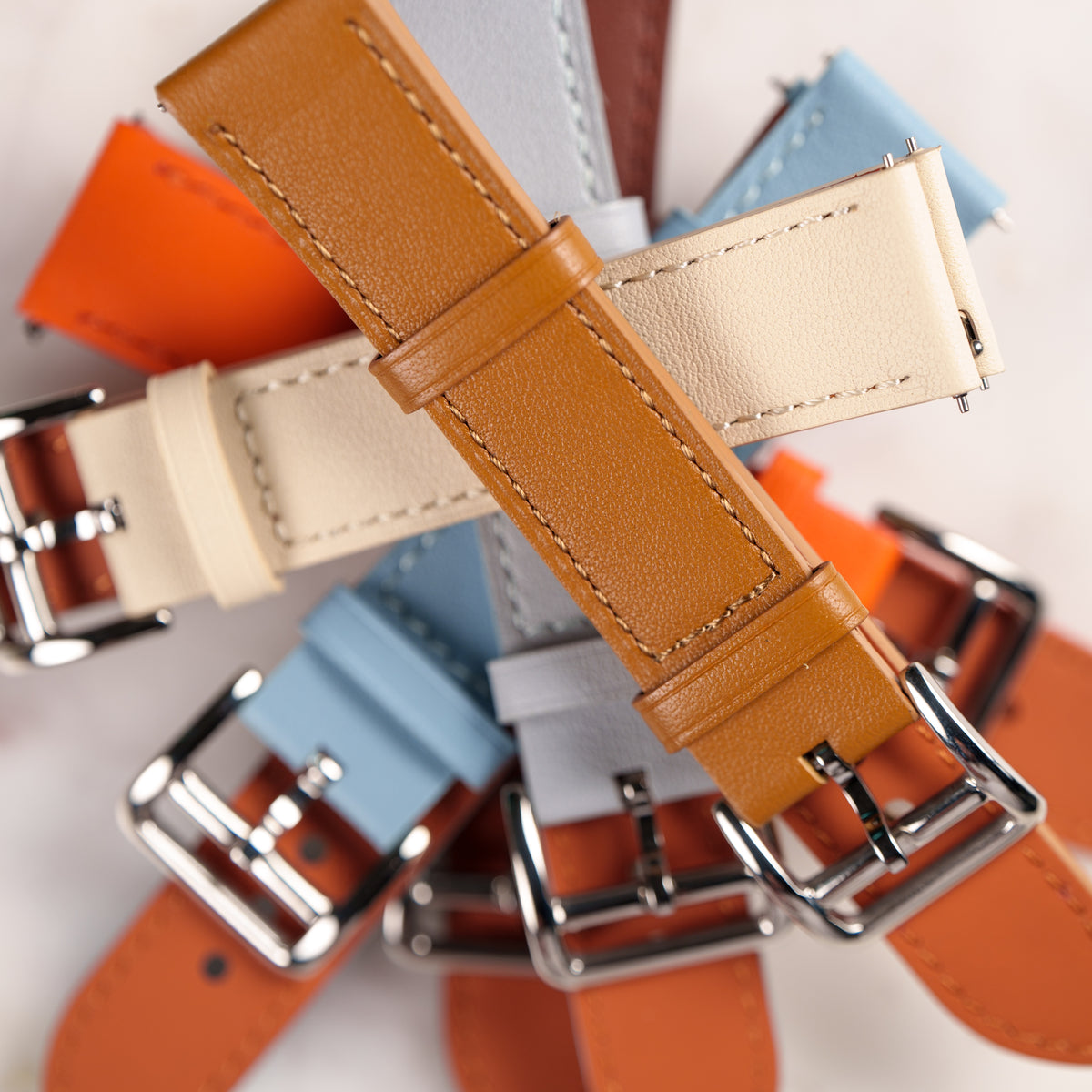 Pastel Smooth Leather Strap