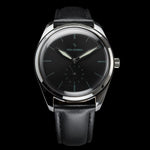 Runde Black Steel — front view with luminescent hands