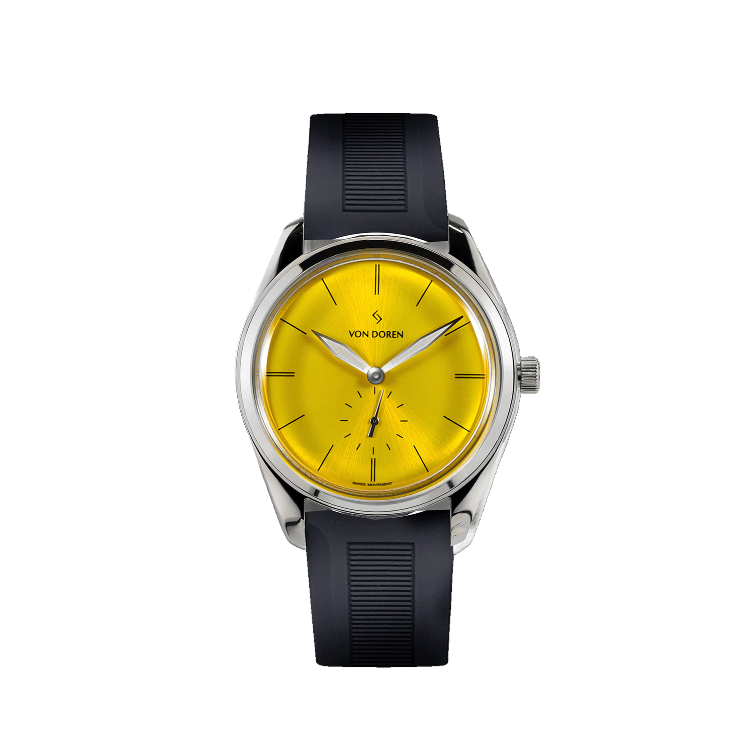 Von Doren Runde Tiger's Eye golden sunburst dial watch