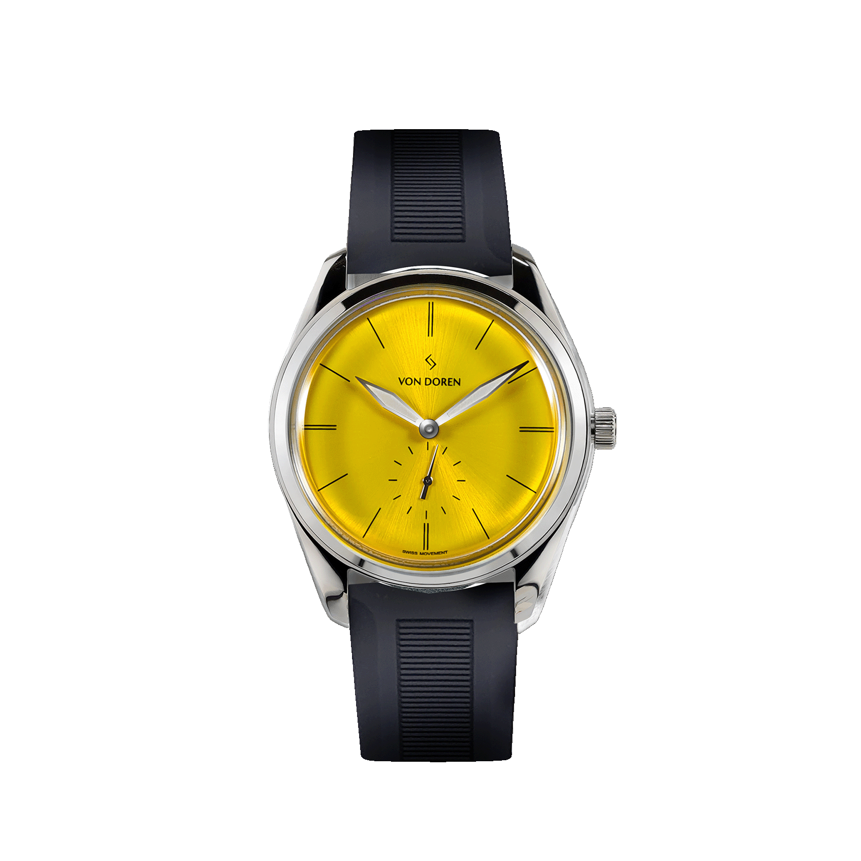 Von Doren Runde Tiger's Eye golden sunburst dial watch