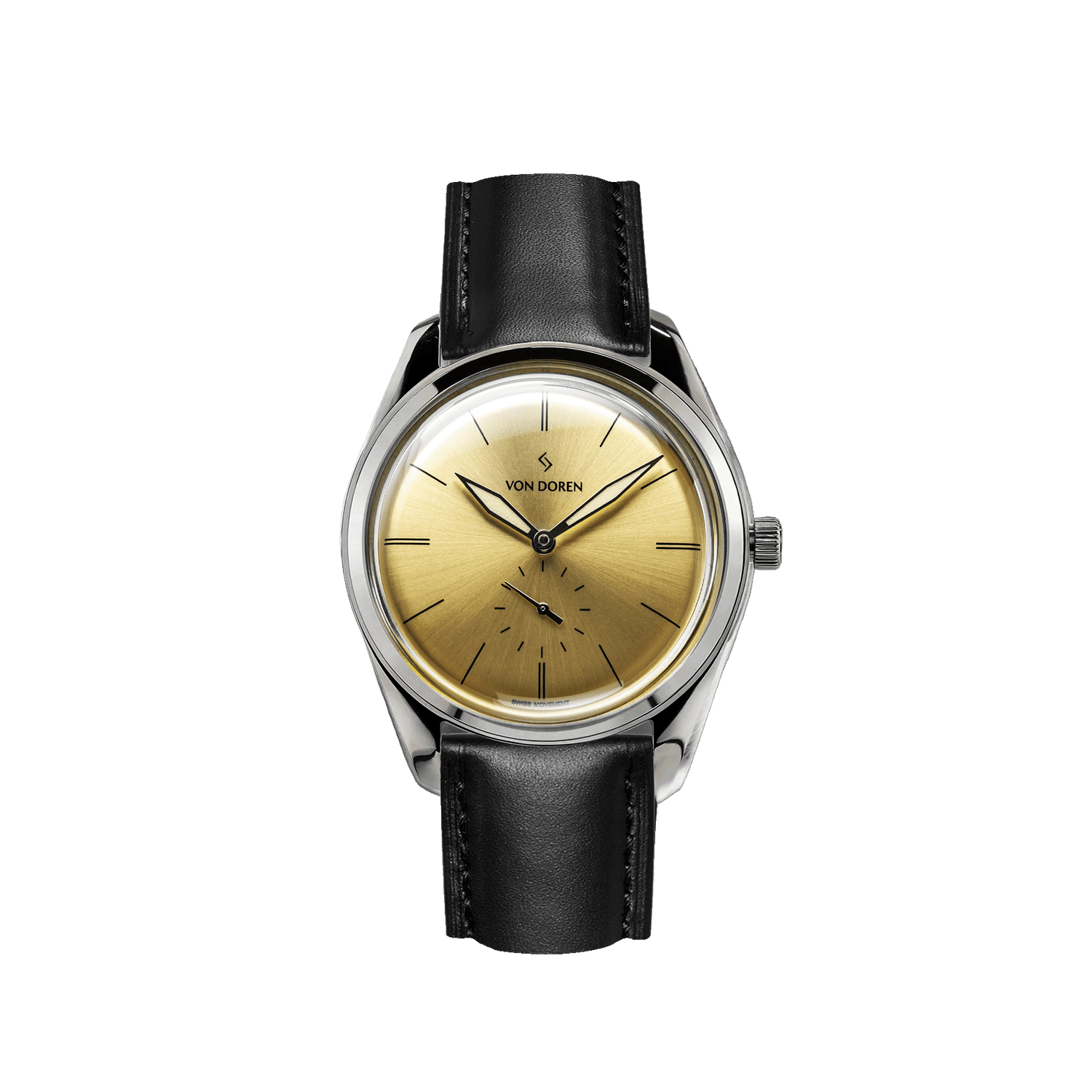 Von Doren Runde Gold — gold dial with stainless steel case