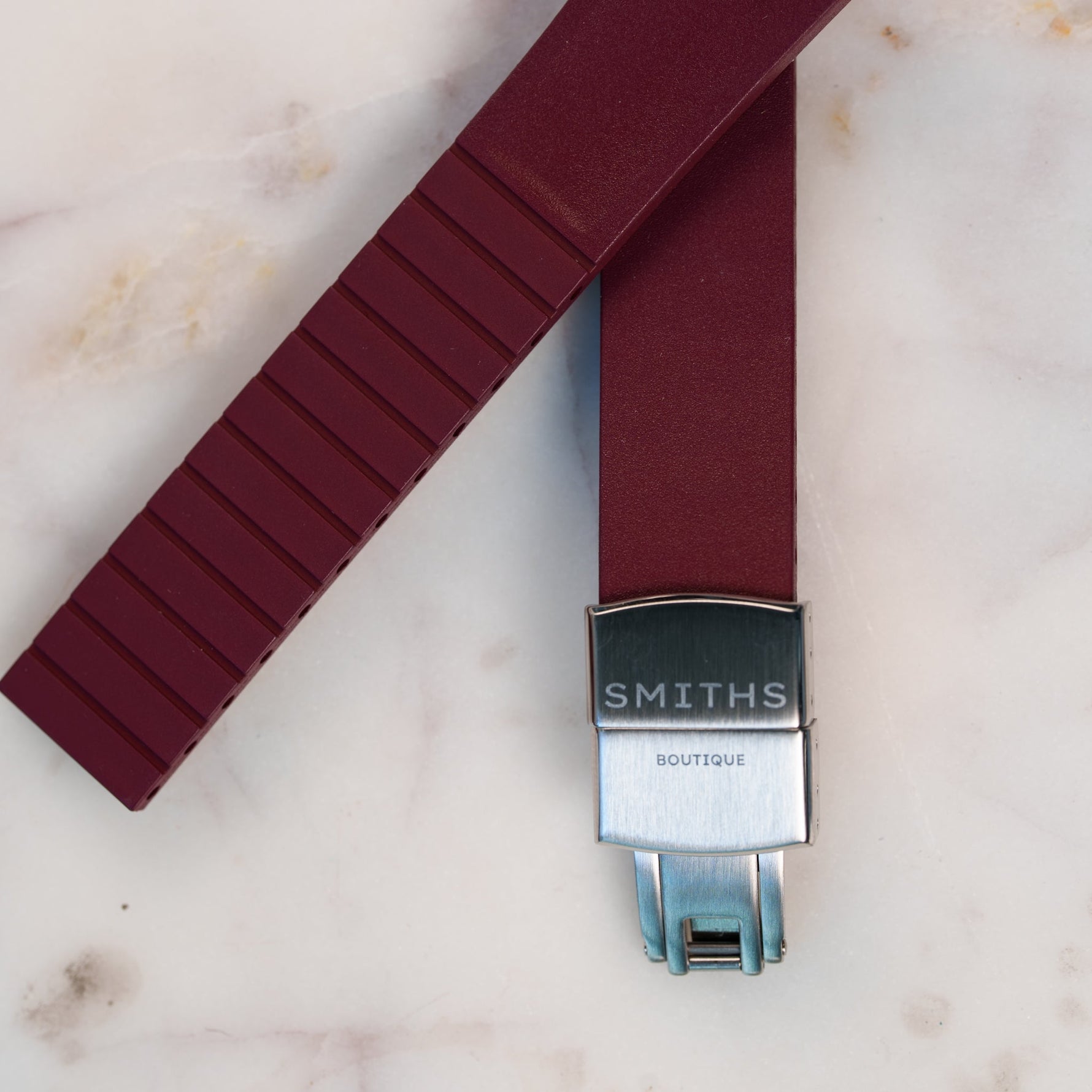 The Smiths Five curved FKM strap — Oxblood | Smiths Boutique