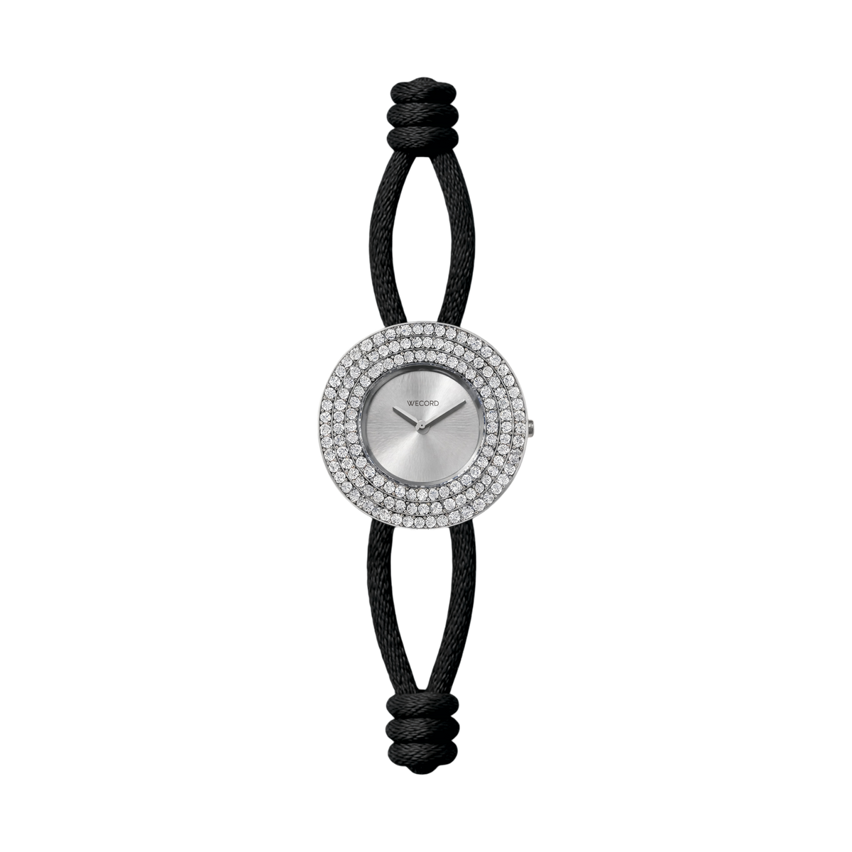 Silver Soho Pavé Watch — Black | Wecord London