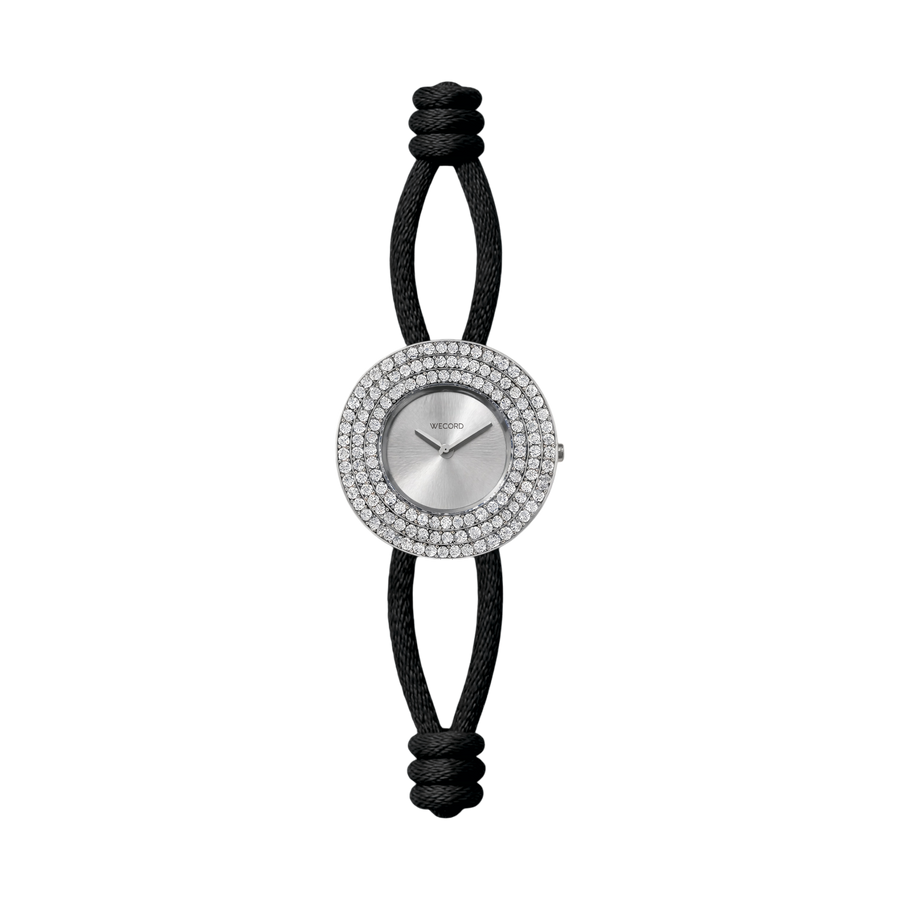 Silver Soho Pavé Watch - Black