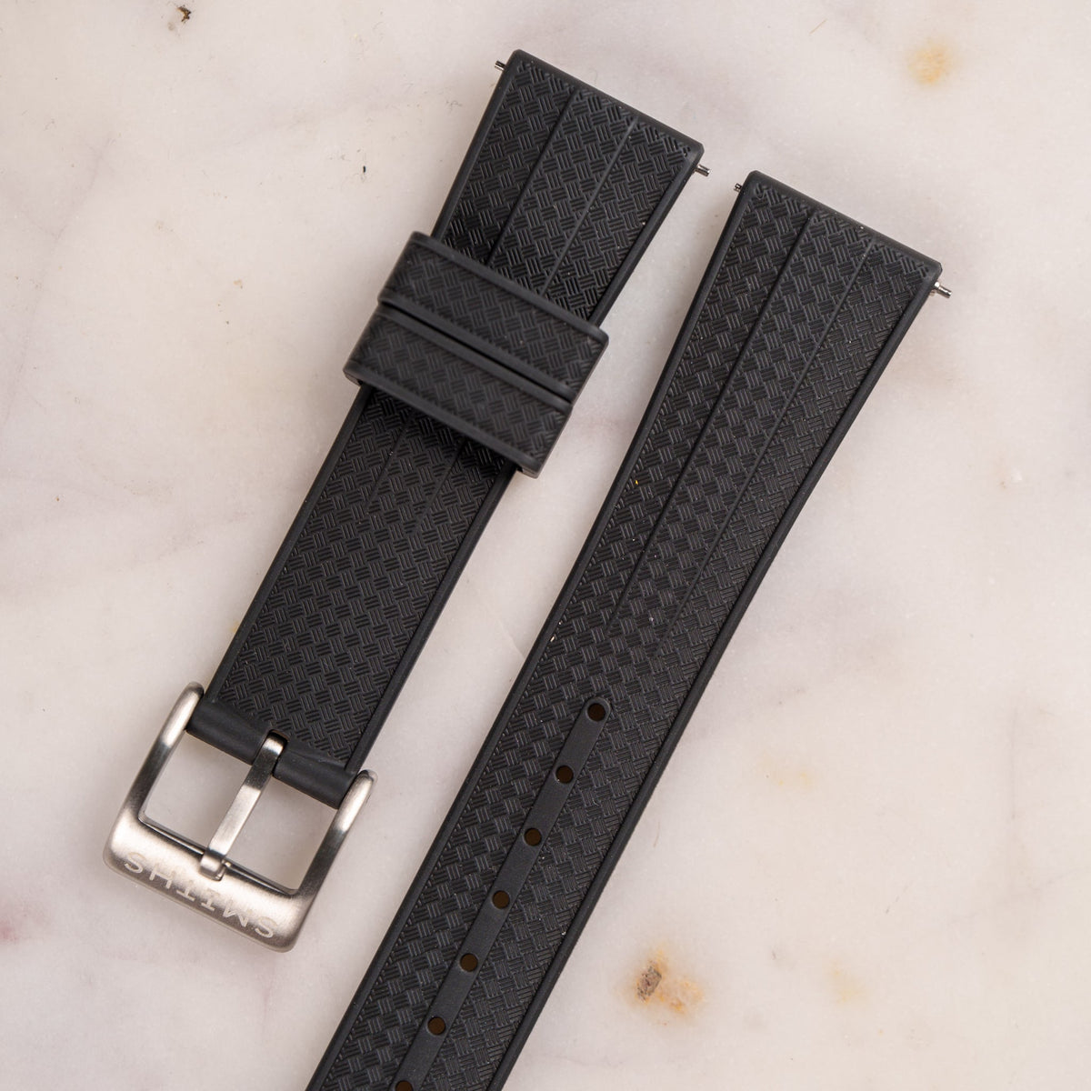 Waffle FKM Rubber Strap — Black | Smiths Straps