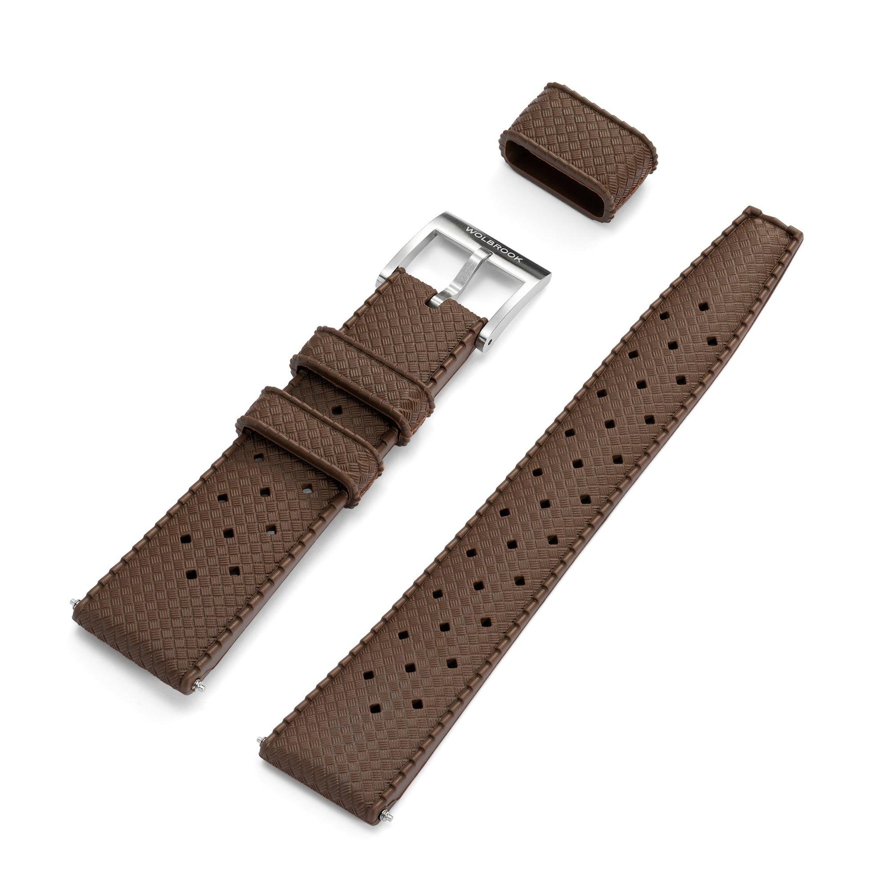 Wolbrook Brown Tropic rubber strap with steel buckle