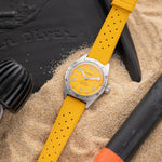 Wolbrook Skindiver Automatic yellow dive watch lifestyle on sand