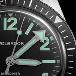 Wolbrook Skindiver Automatic green C7 Super-LumiNova glow detail