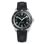 Wolbrook Skindiver Automatic black dial green lum dive watch on black Tropic strap