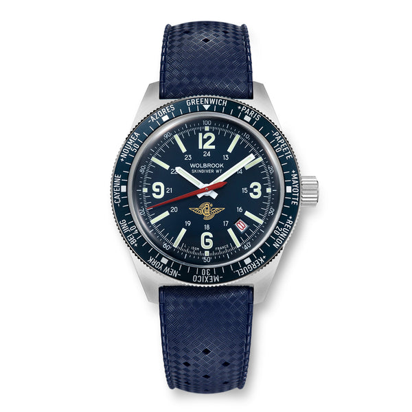 Wolbrook Skindiver WT Automatic Watch – Aéro-Club de France Special Edition – Blue Tropic Rubber